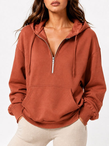 Women's Oversized Half Zip Hoodie Pullover Sweatshirt
