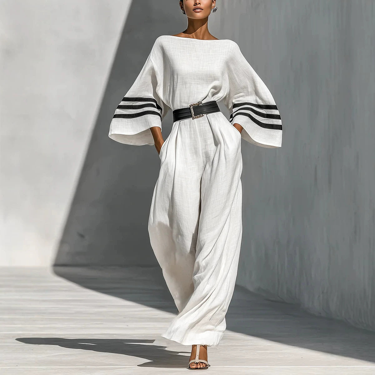 Women's Linen Blend Wide Leg Jumpsuit Summer Vacation