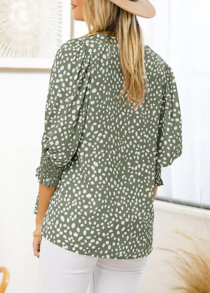 Loose Fit Printed Chiffon Short Sleeve Round Neck Shirt