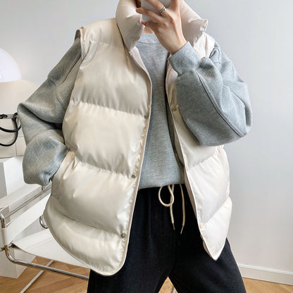 Women's Oversized Cropped Puffer Vest Stand Collar