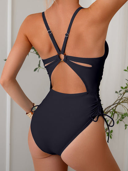 2025 New Women's One-Piece Swimsuit - Solid Color Bikini Swimwear