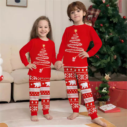 Parent-child Outfit Crew Neck Long-sleeved Suit Printed Christmas Pajamas