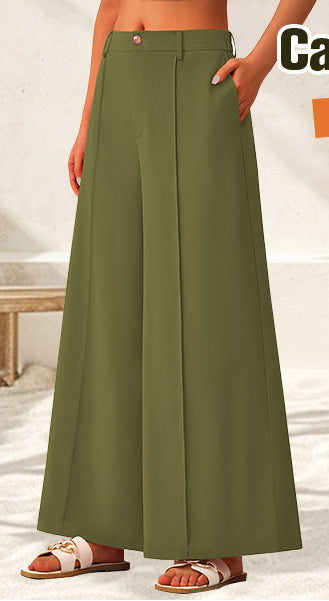 Women's High-Waisted Wide-Leg Palazzo Pants – Elegant Business Trousers