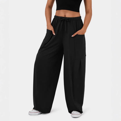 High Waist Wide Leg Lounge Pants with Pockets