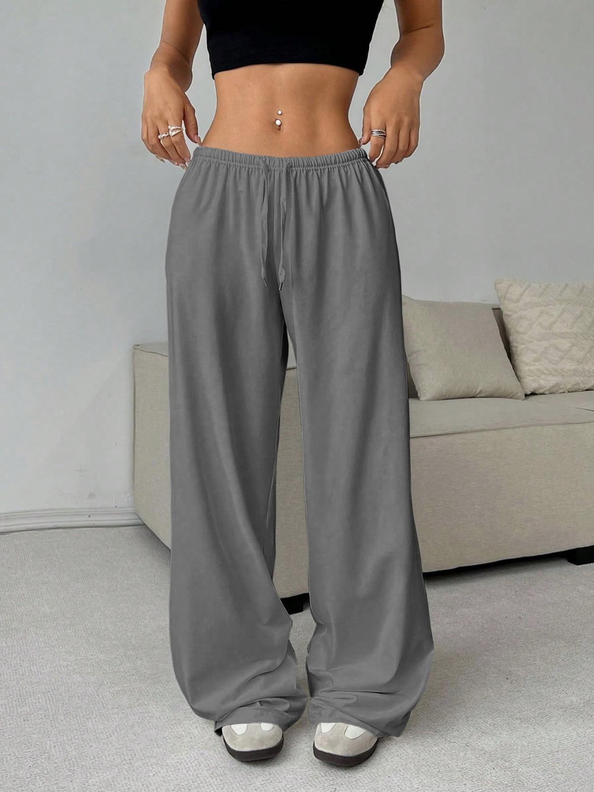 Women's Wide Leg Drawstring Casual Lounge Pants