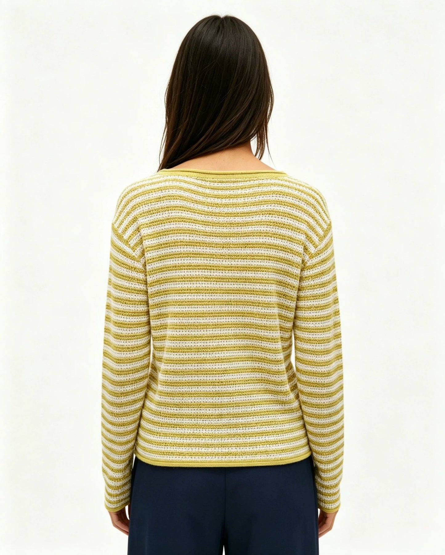 Striped Knit Sweater Round Neck Loose Pullover