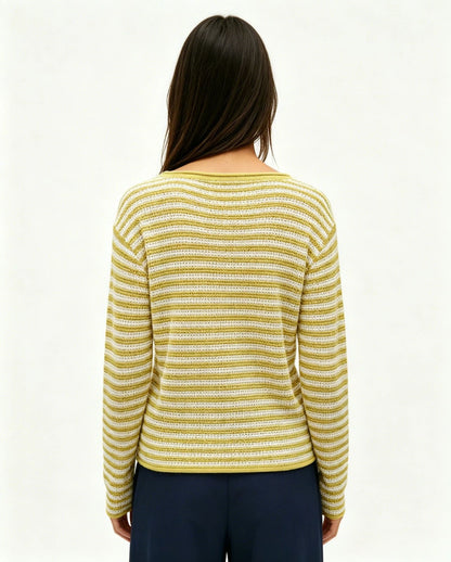 Striped Knit Sweater Round Neck Loose Pullover