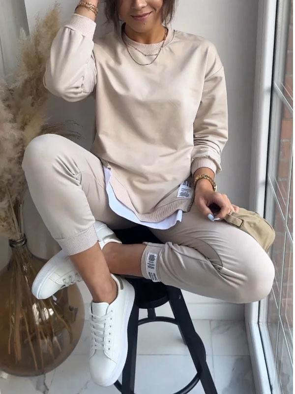 Women's Faux Two Piece Sweatshirt Jogger Set Streetwear