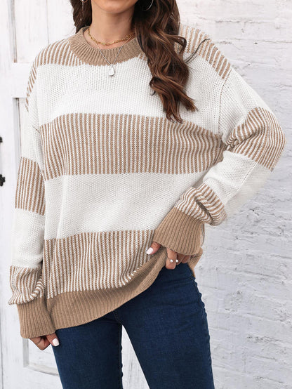 Plus Size Colorblock Striped Sweater | Cozy Fall/Winter Knit