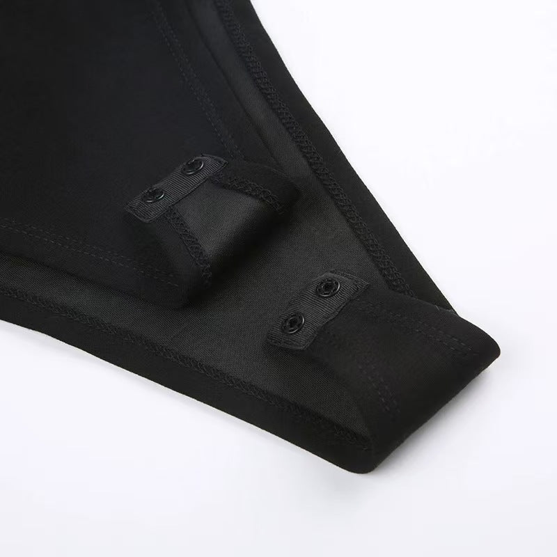 Women Hooded Cut Out Bodysuit Long Sleeve Streetwear