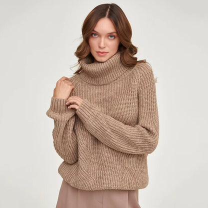 Women's Oversized Chunky Knit Turtleneck Sweater Pullover