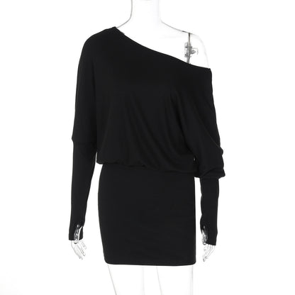Y2K One Shoulder Long Sleeve Bodycon Mini Dress