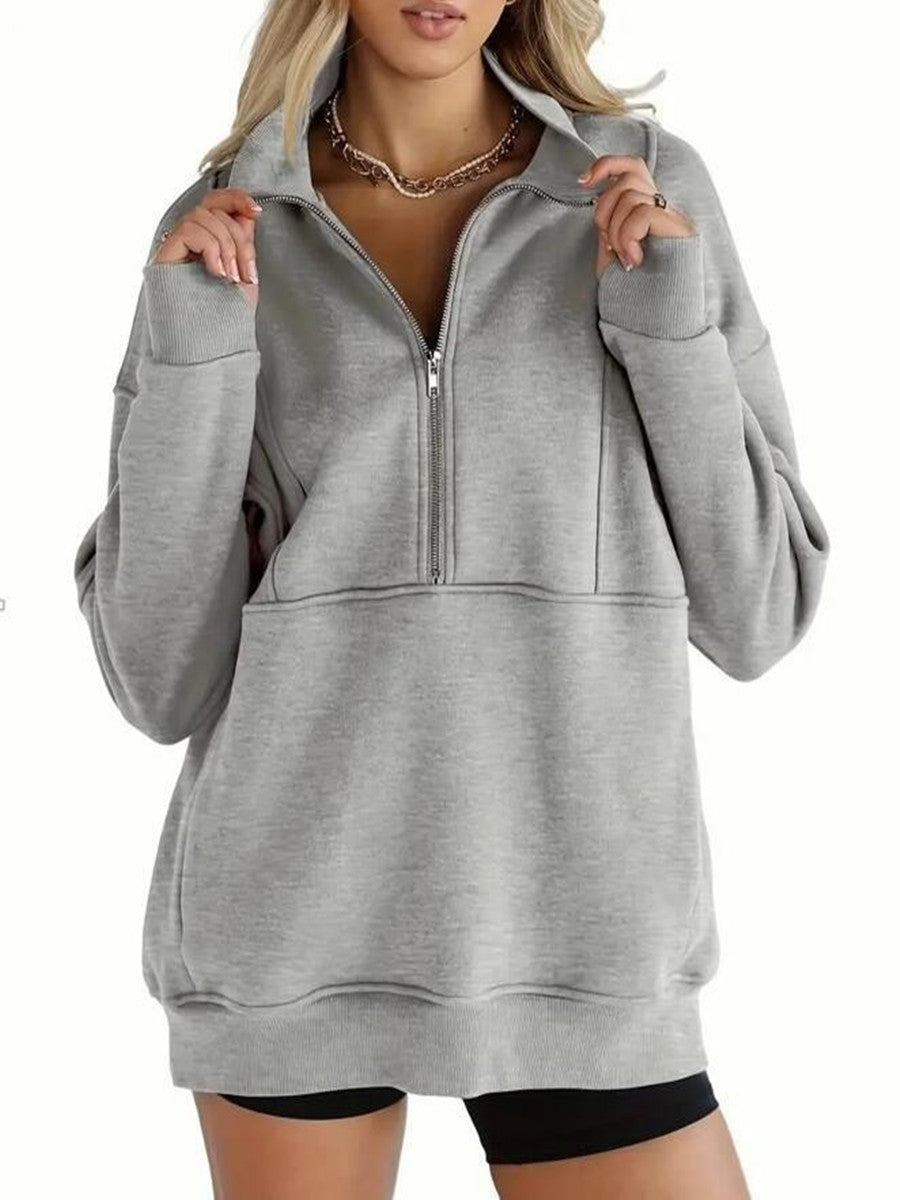 Women Oversized Fleece Half Zip Pullover Sweatshirt