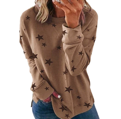 Women's Star Print Oversized Long Sleeve Sweatshirt