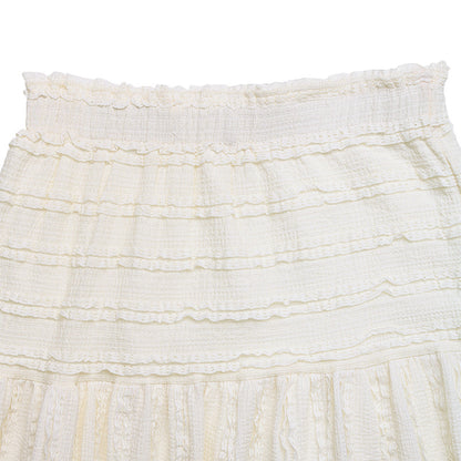 New Casual Vacation Style Textured High-Waist Midi Skirt
