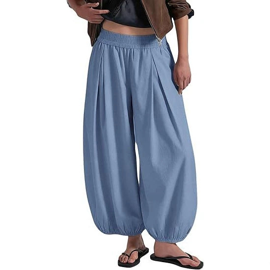 Women's Loose Wide Leg Pants Elastic Waist Casual Trousers
