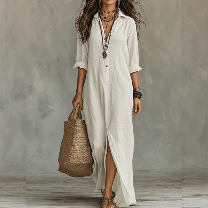 Women's Long Sleeve V Neck Maxi Dress Casual Elegant