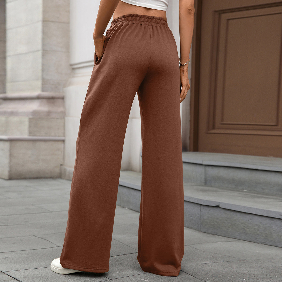 Women's Elastic Waist Wide Leg Pants Casual Loose Fit
