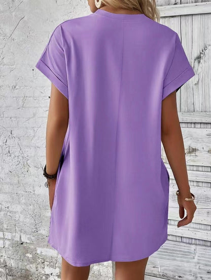 Women’s Relaxed Fit Cotton Pocket T-Shirt Dress Summer