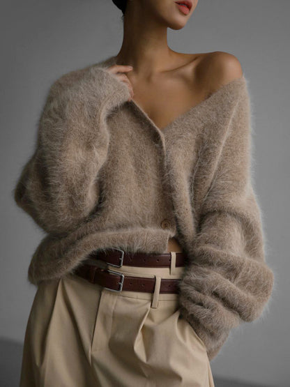 Women’s Faux Fur Cardigan Soft Oversized Knit Sweater