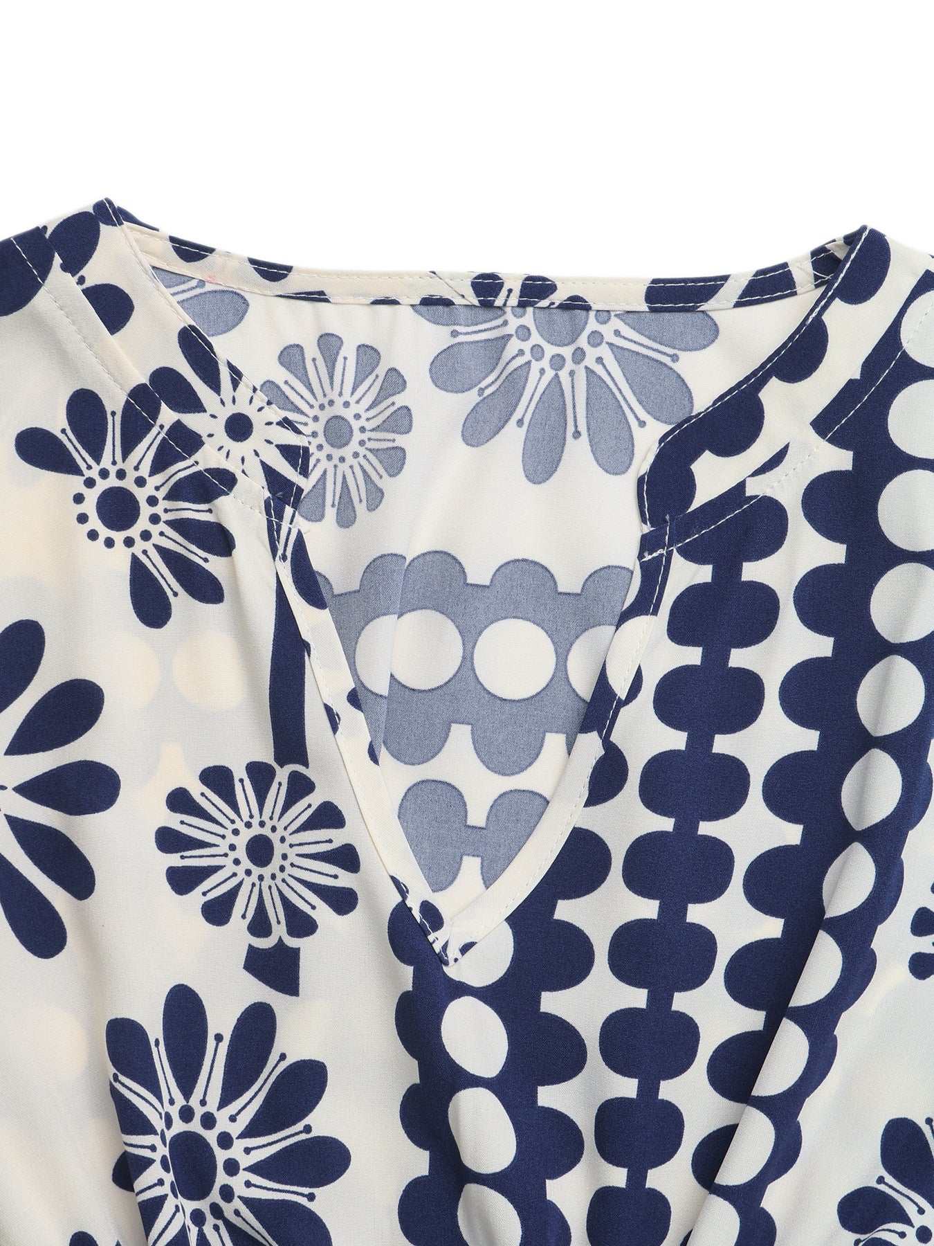 Blue Floral Cutout Maxi Dress V Neck Boho Resort Dress
