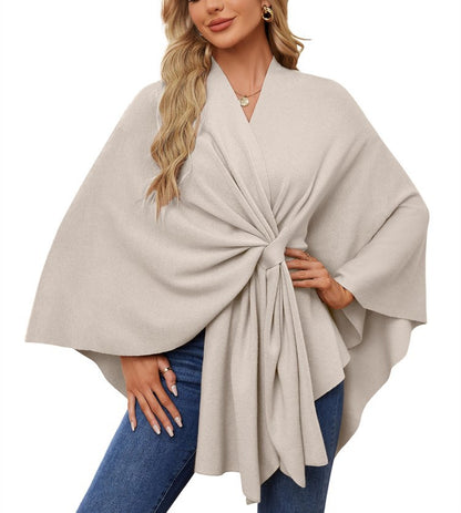 Women's Soft Batwing Cape Wrap Poncho Sweater
