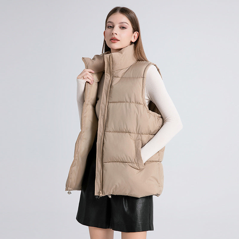 Women's Oversized Puffer Vest Stand Collar Zip Up Quilted
