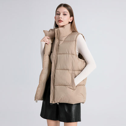 Women's Oversized Puffer Vest Stand Collar Zip Up Quilted