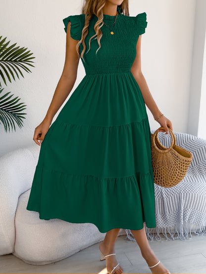 Smocked Ruffle Sleeve Tiered Maxi Dress