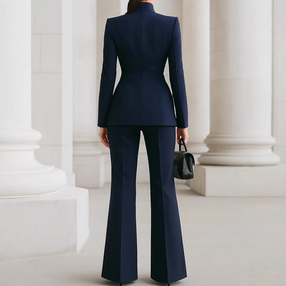 Women's 2 Piece Blazer Wide Leg Pants Suit Set
