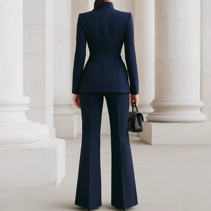 Women's 2 Piece Blazer Wide Leg Pants Suit Set