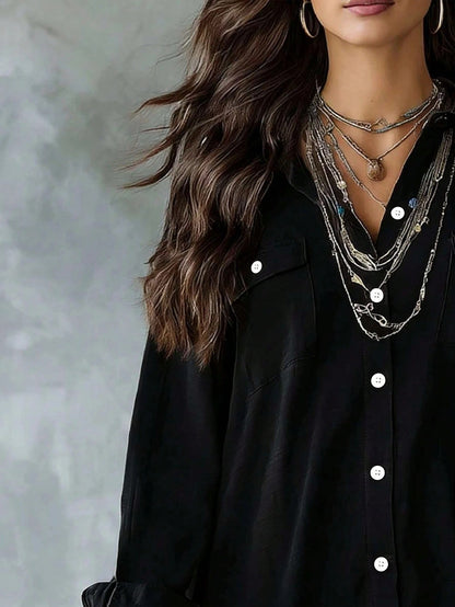 Oversized Long Sleeve Button Down Shirt Dress Mini