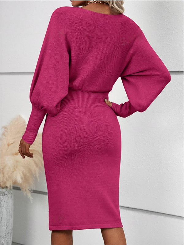 Ribbed Long Sleeve Sweater Dress Bodycon Midi