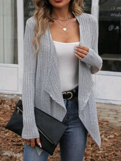 Women's Oversized Ribbed Open Front Cardigan Long Sleeve