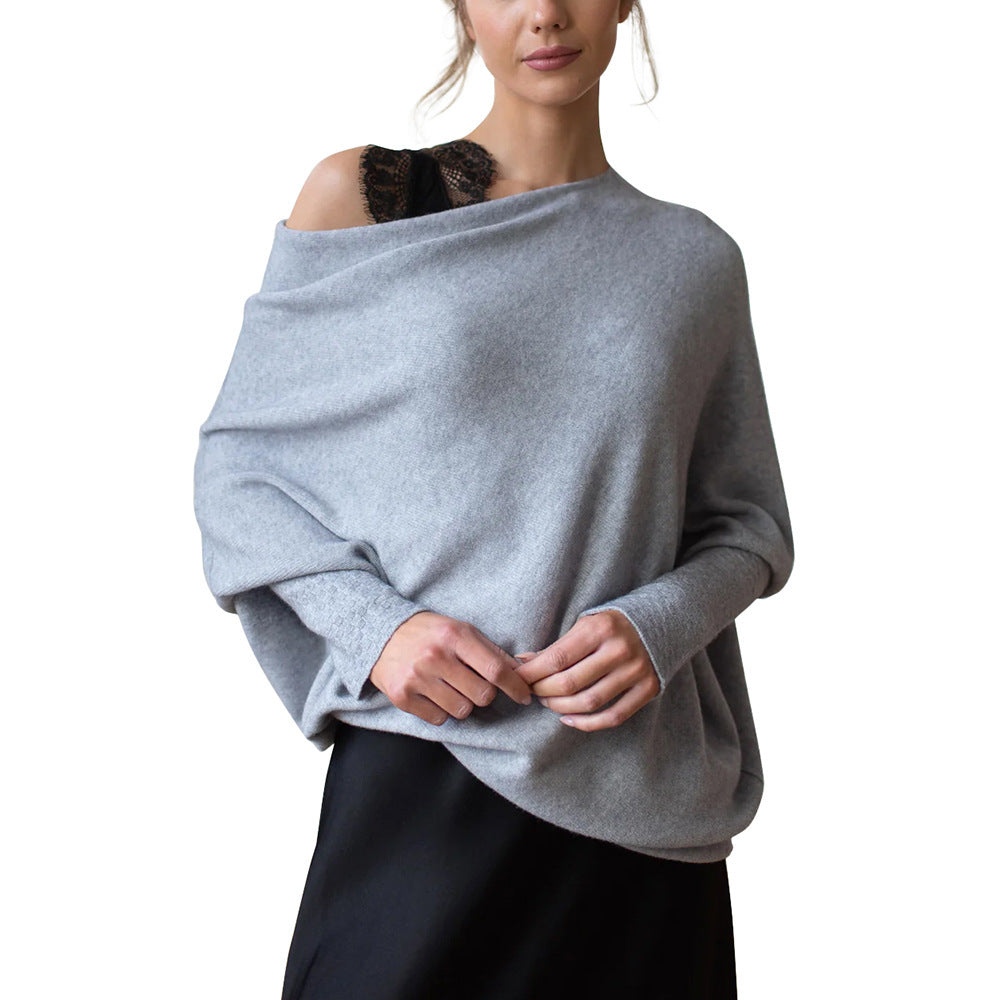Women's Oversized Draped Off Shoulder Knit Sweater