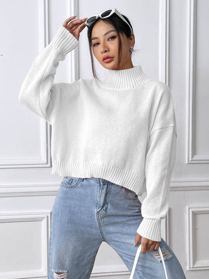 Women's Turtleneck Pullover Solid Color Loose Casual Bottoming Shirt