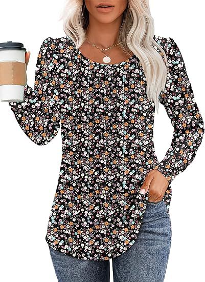 Solid Cotton Pintuck Blouse Long Sleeve Work Top