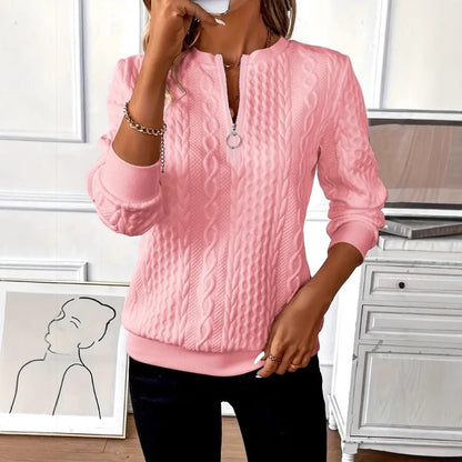 Women's Half Zip Textured Pullover Sweatshirt