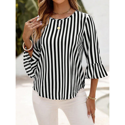 Women's Striped 3/4 Sleeve Casual Office Blouse