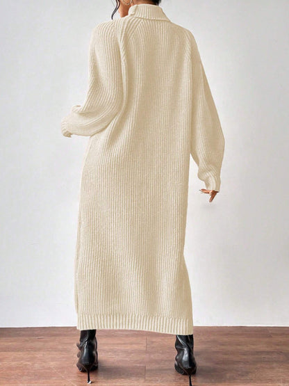Ribbed Turtleneck Maxi Sweater Dress