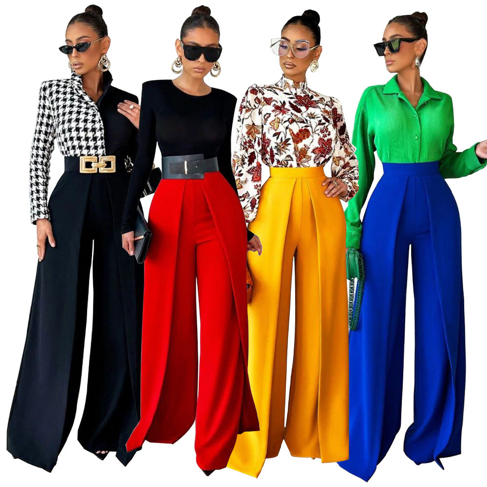 Women's High Waist Wide Leg Pants Flowy Loose Casual