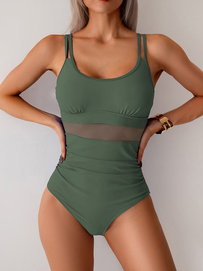 New Women's One-Piece Mesh Panel Bikini Swimsuit