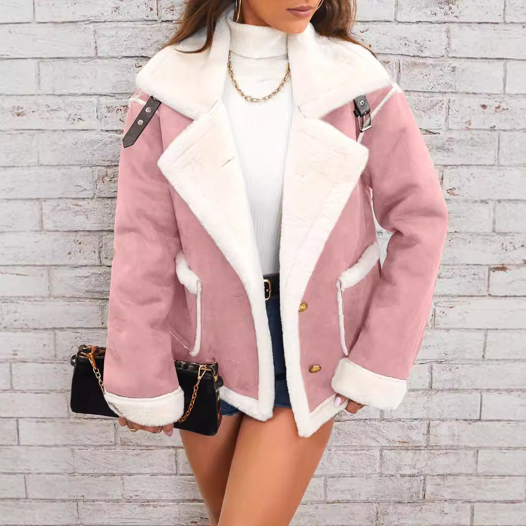 Women's Faux Fur Lapel Jacket Oversized Winter Coat