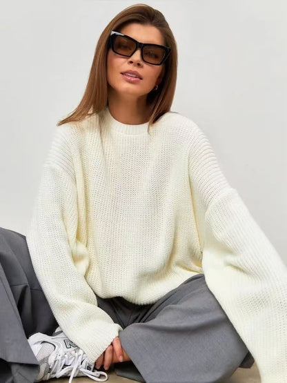 Women's Oversized Crewneck Chunky Knit Pullover Sweater