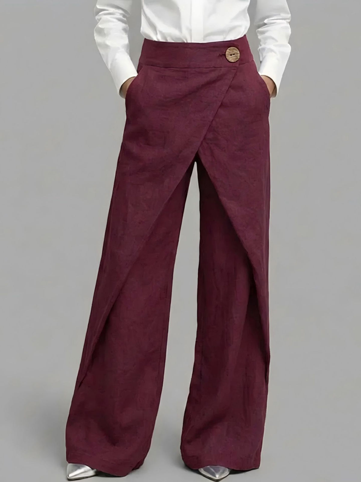 Women's Linen High Waist Wide Leg Palazzo Pants Vintage