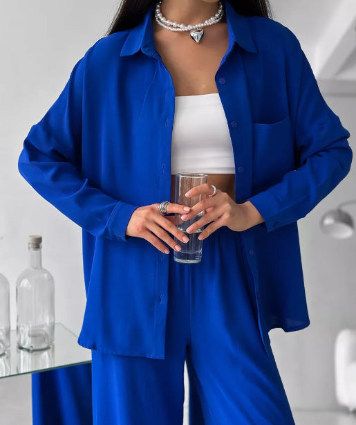 Women's Cardigan Wide Leg Pants Two Piece Lounge Set