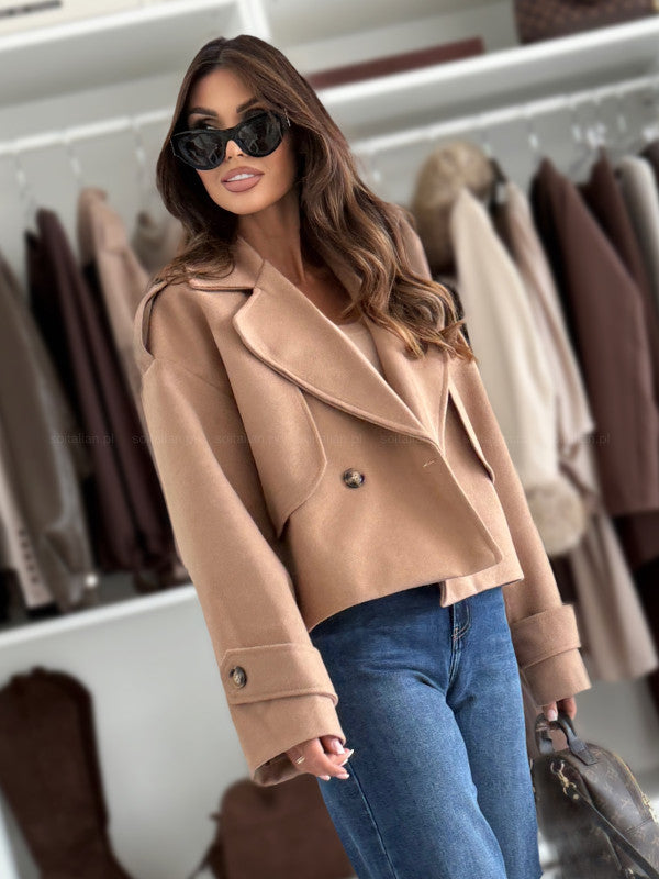 Women's Oversized Cropped Blazer Jacket Lapel Long Sleeve