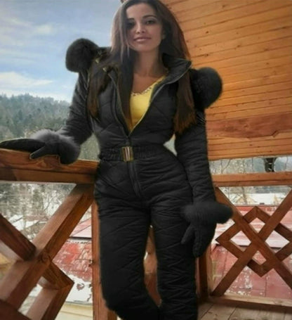 Women's One Piece Ski Suit Waterproof Hooded Snowsuit