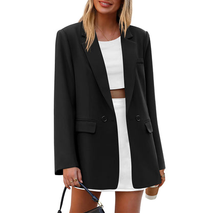 Womens Casual Blazer Lapel Long Sleeve Office Pocket Jacket
