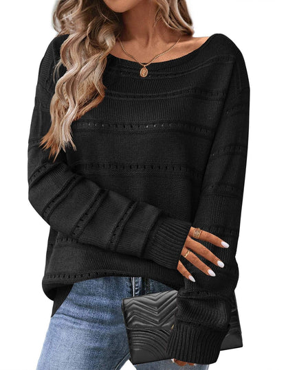 Women's Oversized Drop Shoulder Crochet Sweater